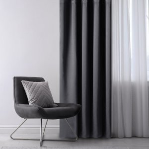 Zasłona blackout 90% na taśmie z szarfą 140x300 cm stalowa Restilo 6