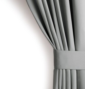 Zasłona blackout 90% na taśmie z szarfą 140x300 cm szara Restilo 2