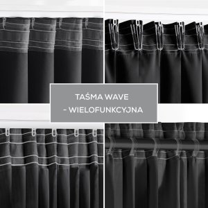 Zasłona blackout 90% na taśmie z szarfą 200x270 cm czarna Restilo 16