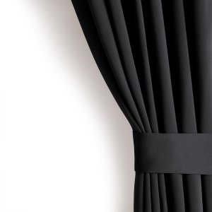 Zasłona blackout 90% na taśmie z szarfą 200x270 cm czarna Restilo 2