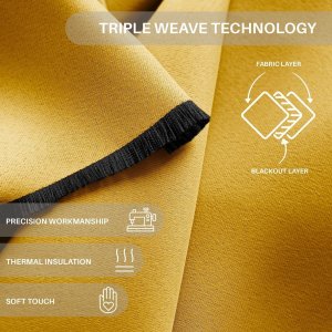 Zasłona blackout 90% na taśmie z szarfą 200x245 cm musztardowa Restilo 10