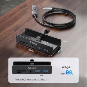 HUB USB Orico 1x SD 1x microSD 2x USB-C  + 2x USB-A 2.0 3.0 (MH5PMM-10-BK-BP) 3