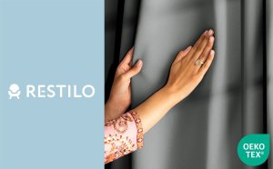 Zasłona blackout 90% na taśmie z szarfą 200x300 cm szara Restilo 11
