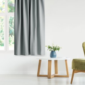 Zasłona blackout 90% na taśmie z szarfą 200x300 cm szara Restilo 5