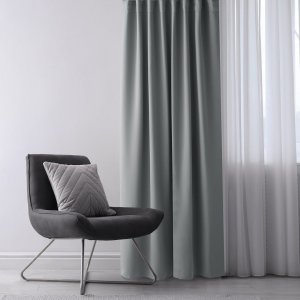 Zasłona blackout 90% na taśmie z szarfą 200x300 cm szara Restilo 6