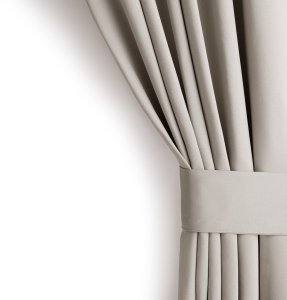 Fabryka Firan Zasłona blackout 90% na taśmie z szarfą 200x300 cm j. beżowa Restilo 2