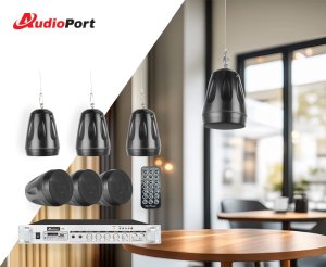 Zestaw czarnych głośników wiszących 6 x 5.5" AW32-B ze wzmacniaczem one size 2