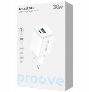 Ładowarka sieciowa Proove Pocket GaN 30W white (Type-C + USB) 2