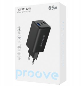 Ładowarka sieciowa Proove Pocket GaN 65W black (2*Type-C + USB) 8