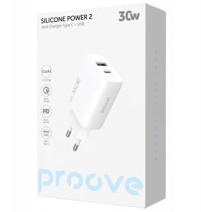 Ładowarka sieciowa Proove Silicone Power 2 30W white (Type-C + USB) 2
