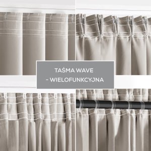 Zasłona blackout 90% na taśmie z szarfą 200x175 cm j. beżowa Restilo 16