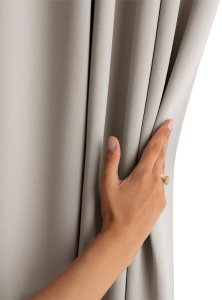 Zasłona blackout 90% na taśmie z szarfą 200x175 cm j. beżowa Restilo 17