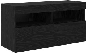 Jednostki TV na ścianę z LED 5 pcs Czarny Dąb 80 x 30 x 40 cm 8