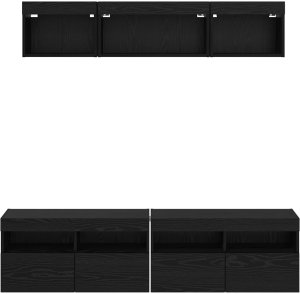 Jednostki TV na ścianę z LED 5 pcs Czarny Dąb 80 x 30 x 40 cm 10