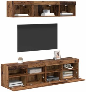 Jednostki TV na ścianę z LED 5 pcs Stare drewno 80 x 30 x 40 cm 3