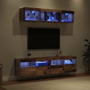 Jednostki TV na ścianę z LED 5 pcs Stare drewno 80 x 30 x 40 cm 5
