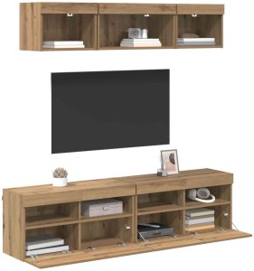 Jednostki TV na ścianę z LED 5 pcs Dąb rzemieślniczy 80 x 30 x 40 cm 3