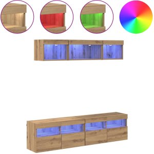 Jednostki TV na ścianę z LED 5 pcs Dąb rzemieślniczy 80 x 30 x 40 cm 4