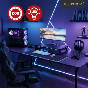 Podstawka pod monitor z lampką listwą świetlną RGB z wejściami HUB USB (3 USB-A, 1 USB-C) - biurkowa do Home Office, Gaming, p 4
