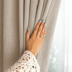 Zasłona do salonu VALETA len 140x270 na taśmie cappuccino Restilo 6