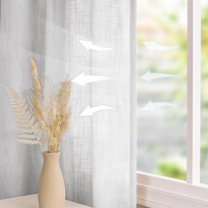 Zasłona do salonu VALETA len 140x270 na taśmie biała Restilo 5