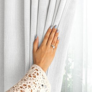 Zasłona do salonu VALETA len 140x270 na taśmie biała Restilo 6