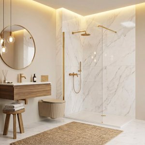 Kabina prysznicowa Walk-In Rea Flexi Transparent / Gold 90 3