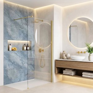 Kabina prysznicowa Walk-In Rea Flexi Transparent / Gold 90 6