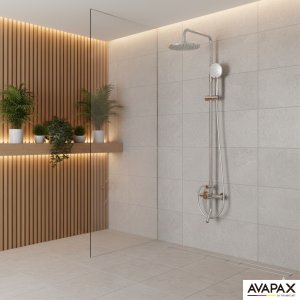 Deszczownica z baterią prysznicowo wannową trzyfunkcyjną Ruchoma wylewka baterii. Kolor chrom 2