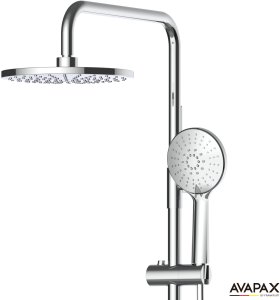 Deszczownica z baterią prysznicowo wannową trzyfunkcyjną Ruchoma wylewka baterii. Kolor chrom 6