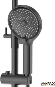 Deszczownica z baterią prysznicowo wannową trzyfunkcyjną Ruchoma wylewka baterii. Kolor: gun metal, gun grey, tytan, grafit , szary 8