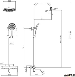 Deszczownica z baterią prysznicowo wannową trzyfunkcyjną Ruchoma wylewka baterii. Kolor: gun metal, gun grey, tytan, grafit , szary 10