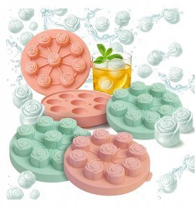 4x FORMA SILIKONOWA DO KOSTEK LODU RÓŻA Foremki Na Lód Czekoladki 3D 16