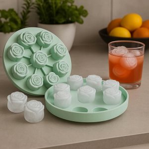 4x FORMA SILIKONOWA DO KOSTEK LODU RÓŻA Foremki Na Lód Czekoladki 3D 10