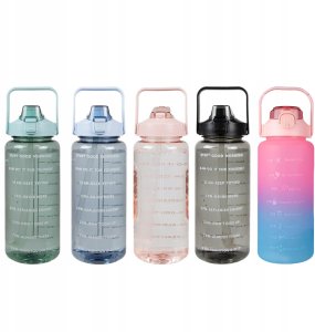 2x Motywacyjny Bidon Butelka 2L z Podziałką na Wodę Sport Siłownia Fitness 3