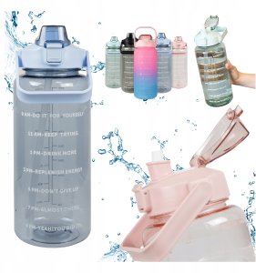 2x Motywacyjny Bidon Butelka 2L z Podziałką na Wodę Sport Siłownia Fitness 4