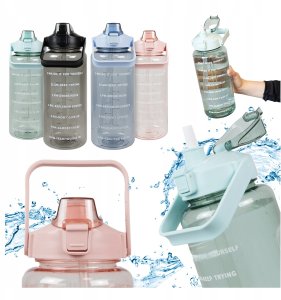 2x Motywacyjny Bidon Butelka 2L z Podziałką na Wodę Sport Siłownia Fitness 5