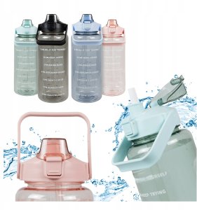 2x Motywacyjny Bidon Butelka 2L z Podziałką na Wodę Sport Siłownia Fitness 8