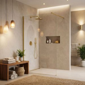 Kabina prysznicowa Walk-In Rea Flexi Transparent / Gold 110 6