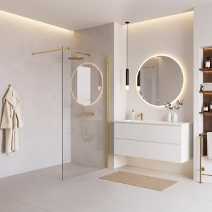 Kabina prysznicowa Walk-In Rea Flexi Transparent / Gold 110 10