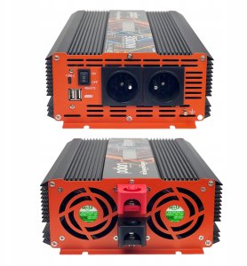 Przetwornica samochodowa 24V/230V 3000W czysty sinus, pilot, LCD 3