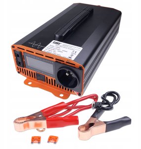 Przetwornica samochodowa 12V/230V 700W czysty sinus, LCD 5