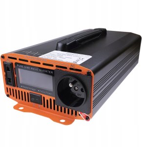 Przetwornica samochodowa 12V/230V 1200W czysty sinus, LCD 2