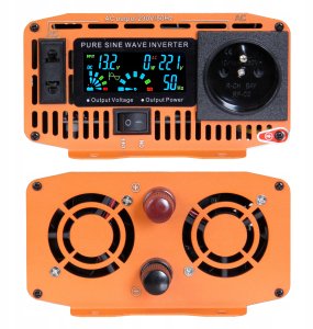 Przetwornica samochodowa 12V/230V 1200W czysty sinus, LCD 3