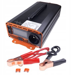 Przetwornica samochodowa 12V/230V 1200W czysty sinus, LCD 5