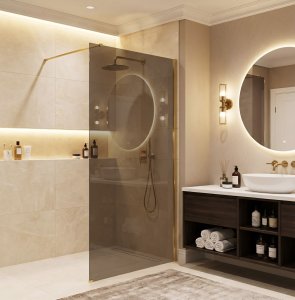 Kabina prysznicowa Walk-In Rea Flexi Brown / Gold 80 2