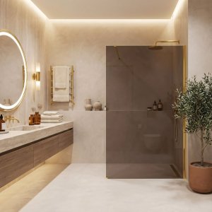 Kabina prysznicowa Walk-In Rea Flexi Brown / Gold 80 6