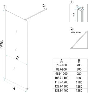 Kabina prysznicowa Walk-In Rea Flexi Brown / Gold 120 9