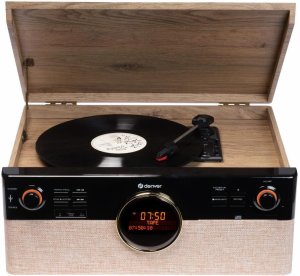 Wieża Denver Miniwieża Denver MRD-180 z gramofonem i radio DAB+/FM drewniana 3
