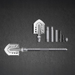 Saperka Wozinsky WSS-211 survival bushcraft wielofunkcyjna nóż zbijak krzesiwo gwizdek harpun - szara 3